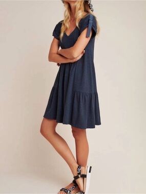Saturday Sunday by Anthropologie navy mini dress v neck military sleeve small